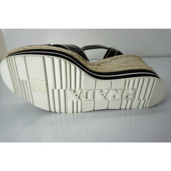 Prada Patent Ankle Strap Platform Espadrille Wedge Sandals - Picture 2 of 10
